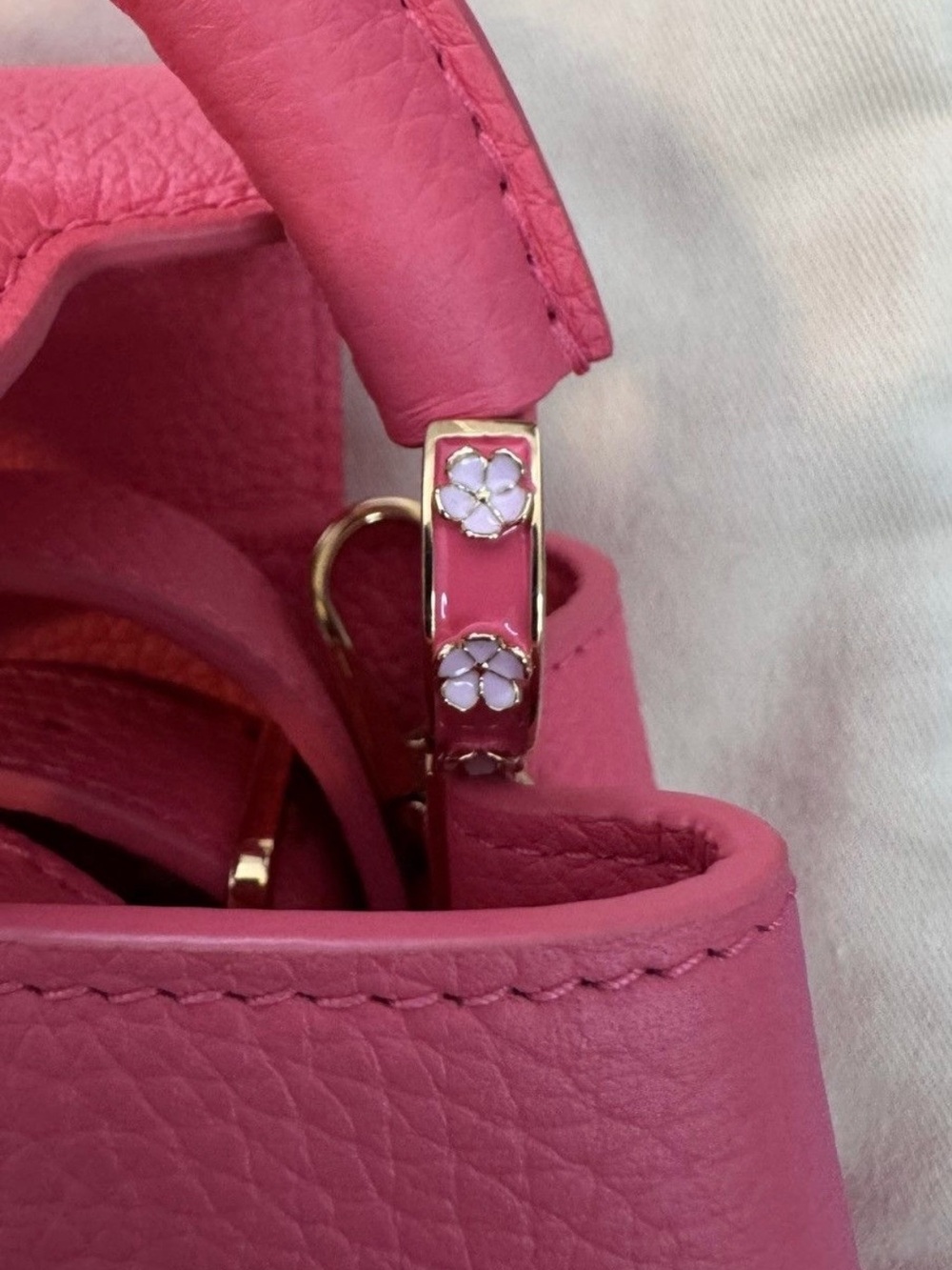 Louis Vuitton Pink Taurillon Mini Top Handle Bag with Crystal LV Logo - Picture 11 of 15